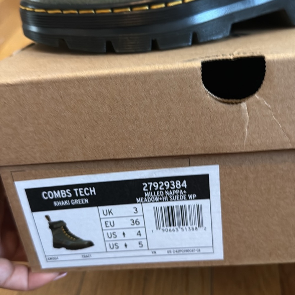 Dr. Martens  Olive Boots with Yellow Highlights - Picture 6 of 6